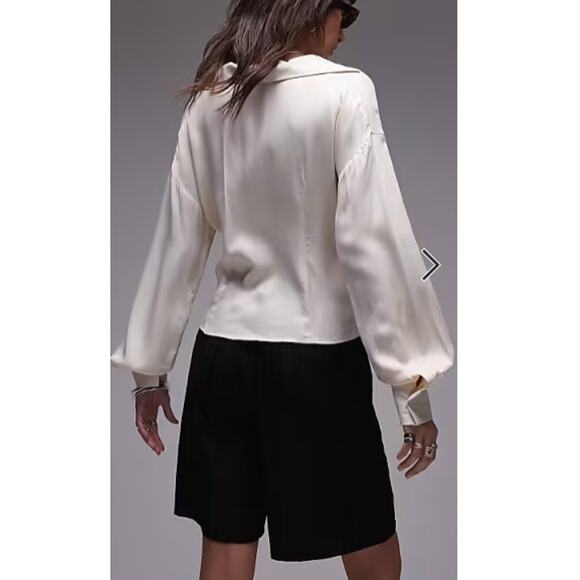 NEW TOPSHOP NORDSTROM ~ 100% Viscose Women's Ivory Knot Front Blouse Top Sz 12 - Picture 2 of 7